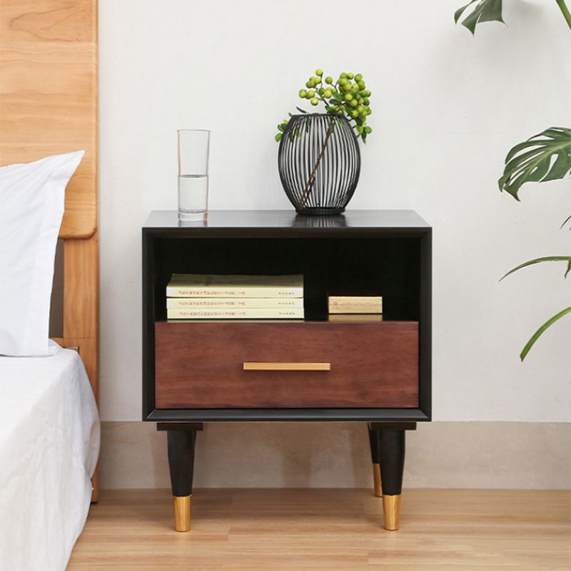 Solid Wood Accent Table Nightstand Contemporary Bedside Cabinet for Bedroom