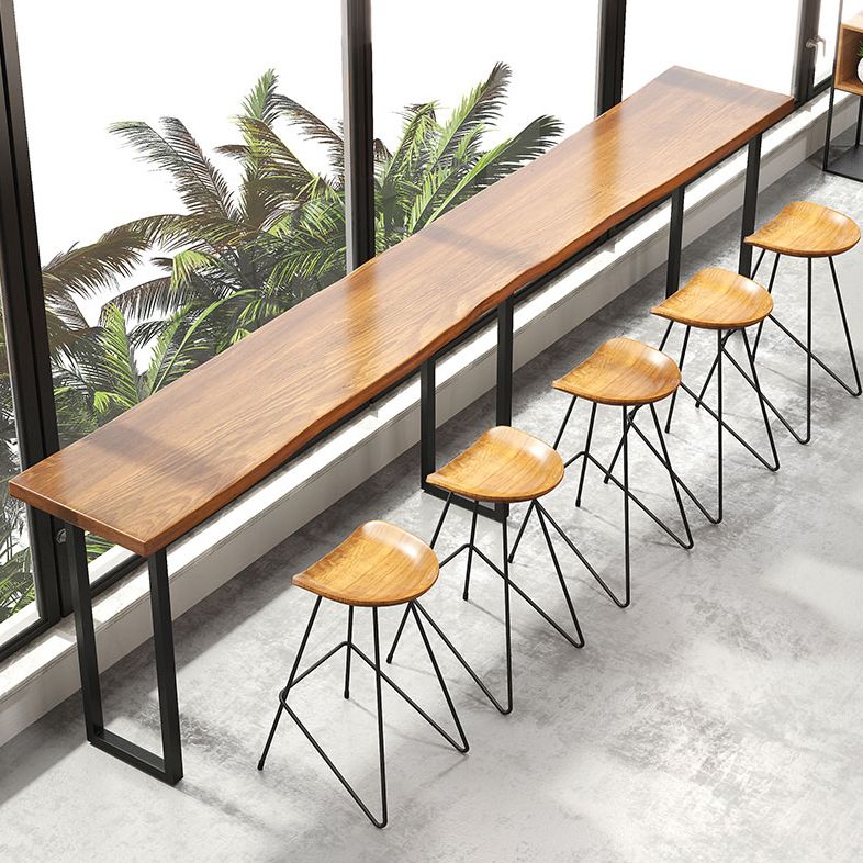 Modern 1/4/7 Pieces Bar Table Set Rectangle Pine Wood Counter Table with Stools for Cafe