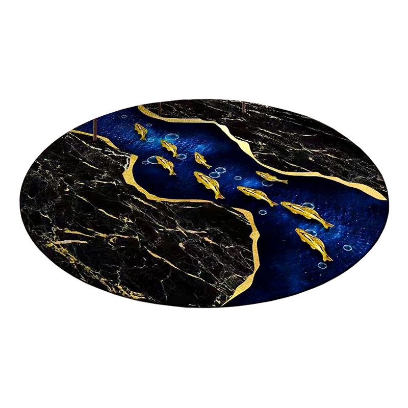 Gorgeous Living Room Carpet Trendy Round Area Rug Polyester Non-Slip Backing Indoor Rug