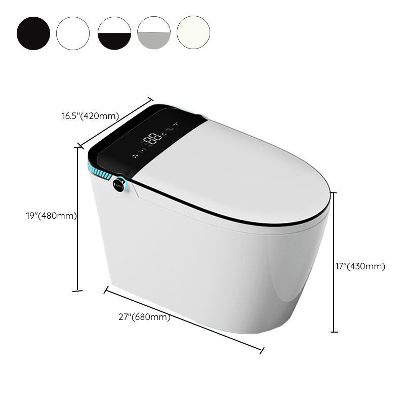 Contemporary Ceramic Flush Toilet Heated Seat Included Toilet Bowl for Washroom