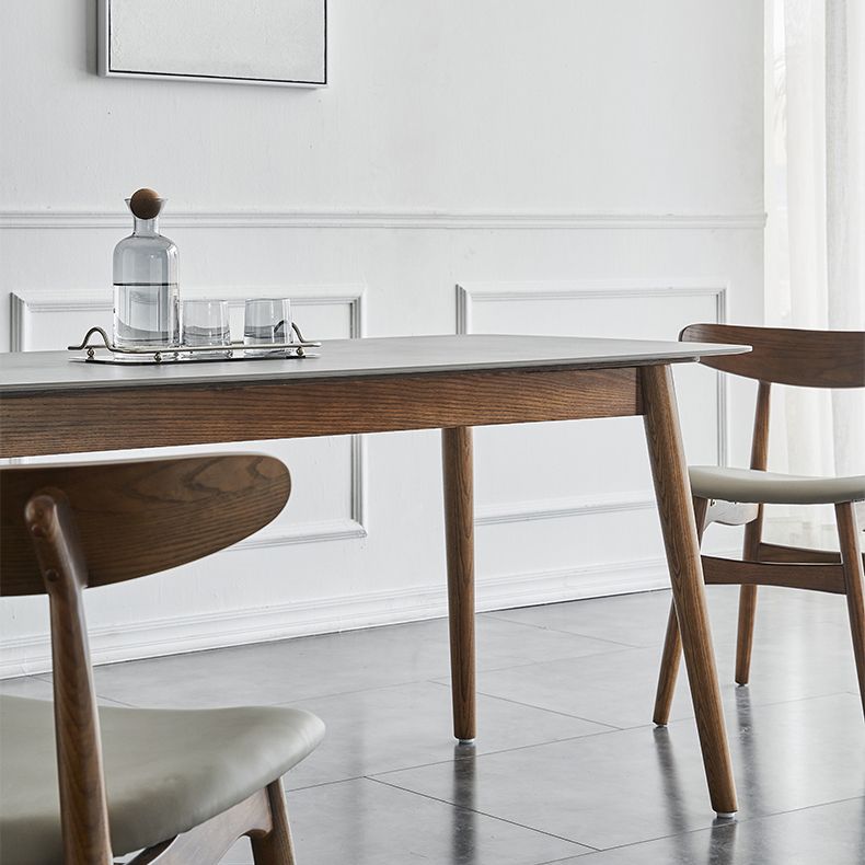 Mesa de madera de madera sólida Mesa Moderna Modern Rectangle Mesa de piedra sinterizada