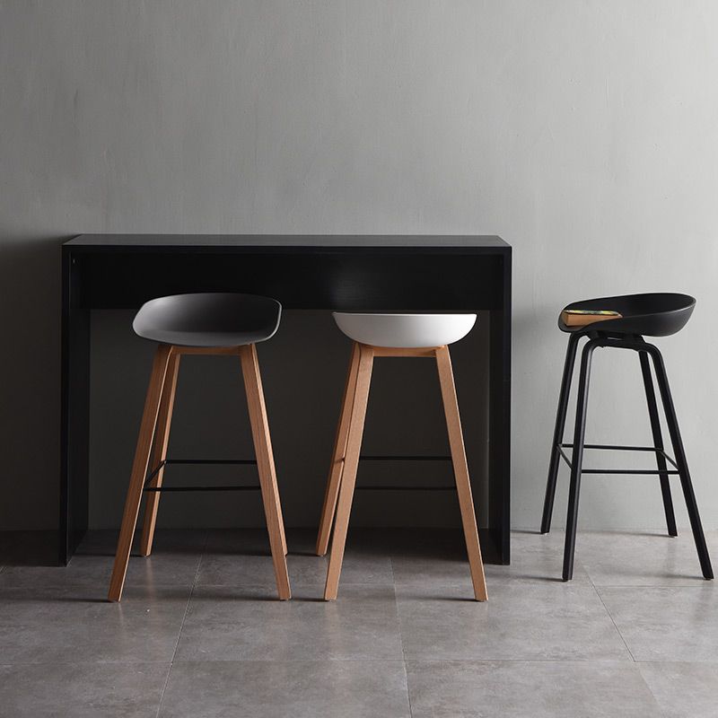 Modern Beech Bar Stool Backrest Bucket Counter Height Stool with Plastic Seat