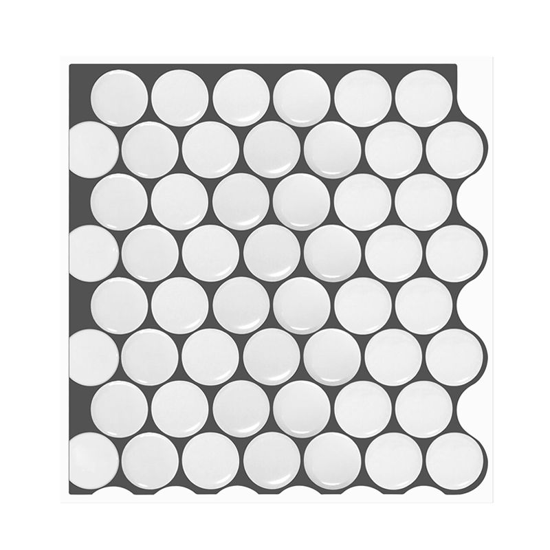 Modern Circles Print Wallpaper Panels White Bathroom Peel Wall Decor, 12' L x 12" W
