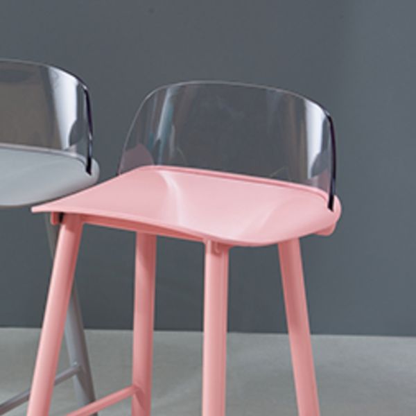 Indoor Rectangle Bar Stool Low Back Plastic Footrest Modern Counter Stool