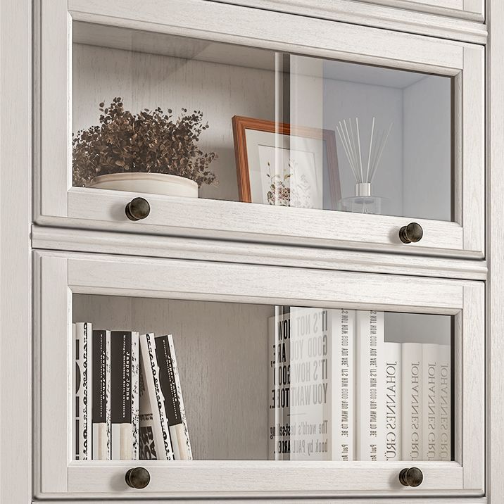Modern Standard Bookcase Wooden White Bookshelf with Cabinets