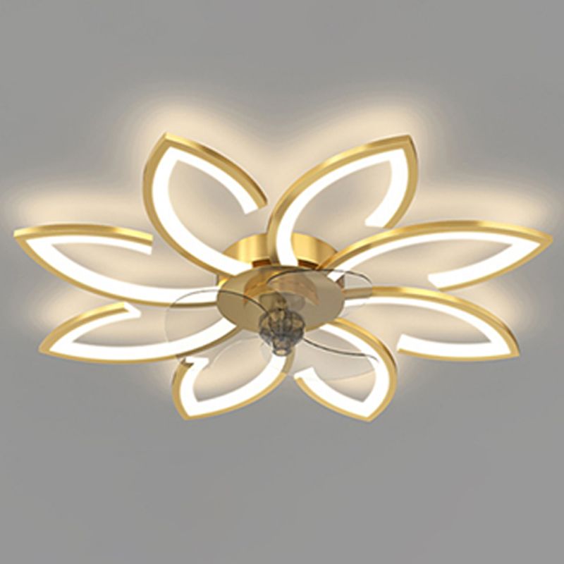 Ventola a soffitto in metallo a forma di fiore Stile moderno a 6 luci a soffitto ventilatore