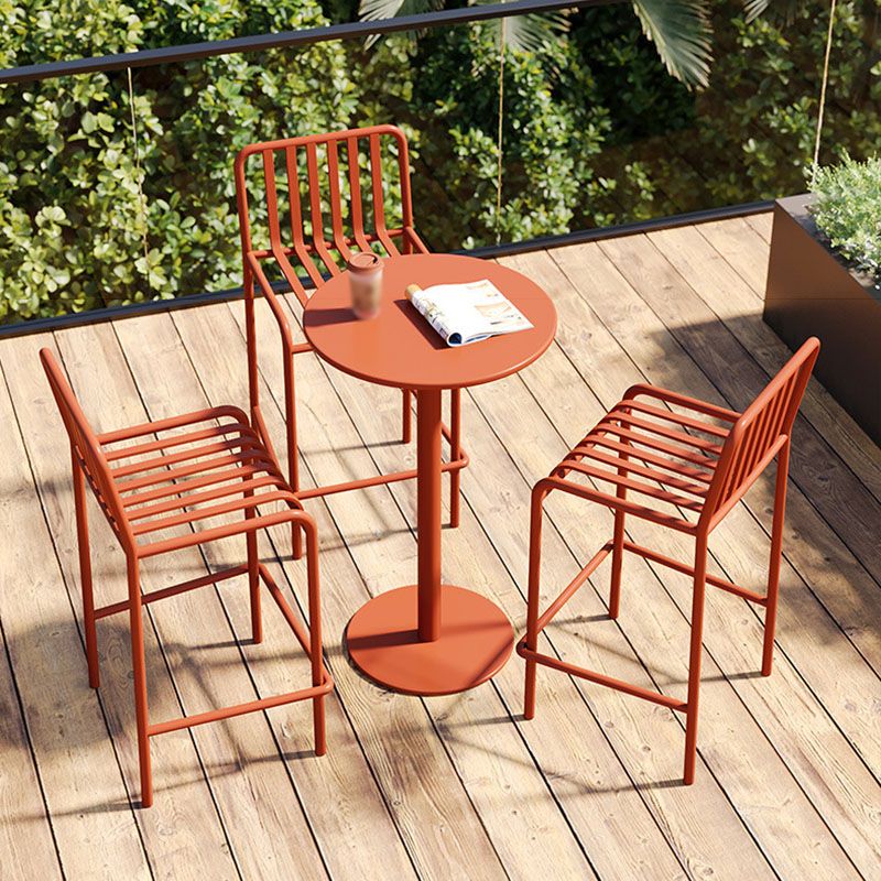 Modern Armless Backrest Counter Stool Iron Cafe Bar Stool with Seat and Pedal