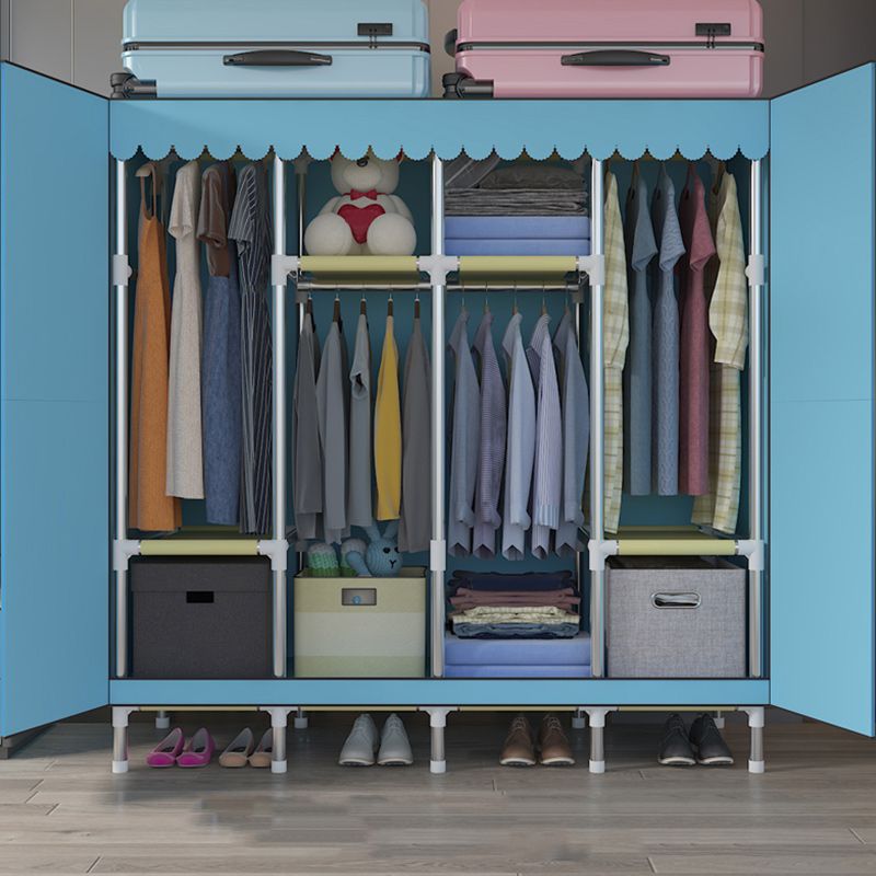 Silver Metal Frame Wardrobe Modern Style Wardrobe Armoire for Bedroom