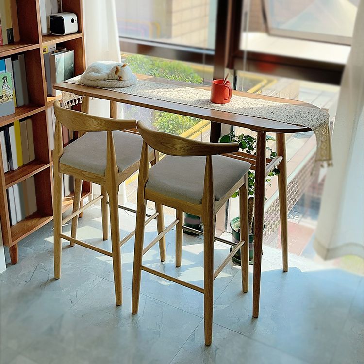 Natural Counter Height Pub Set 1/2/3 Pcs Solid Wood Bar Table and Upholstered Stools