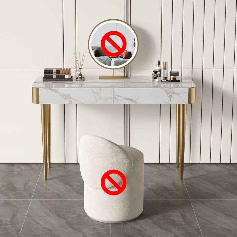 Luxurious Vanity Makeup Dressing Table Stool Set with 2 Drawers