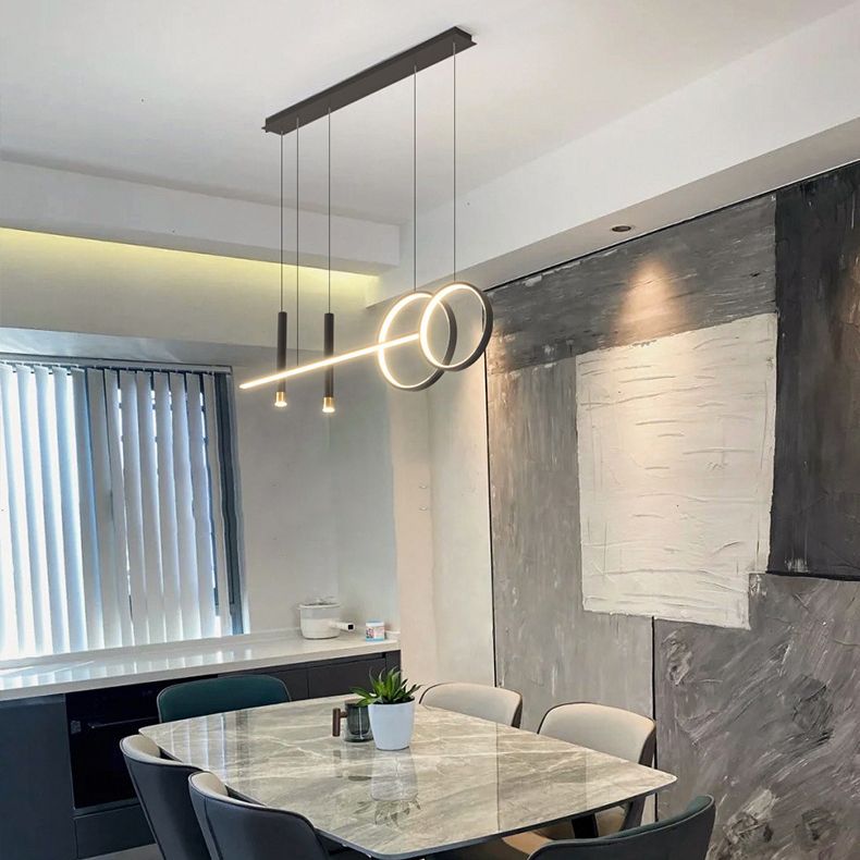 Linear Island Pendant Light Modern Style LED Metal Island Ceiling Light for Dinning Room