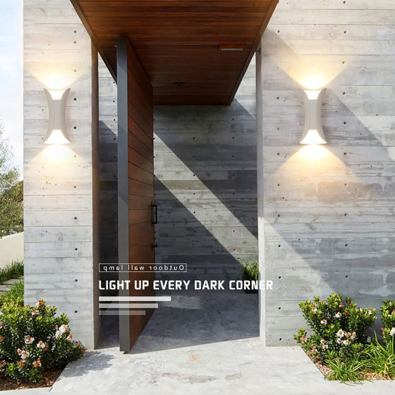 Modern Style Aluminum Wall Mounted Light Fixture 2-Lights Curved Sconce Lighting