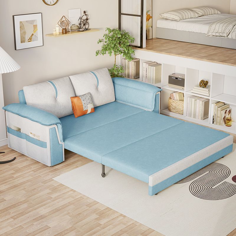 Pillow Back Sleeper Sofa Foldable Square Arms Futon Sleeper Sofa Bed