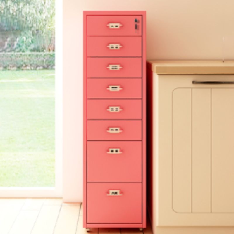 Contemporary File Cabinet Metal Frame Key Lock Lateral File Cabinet