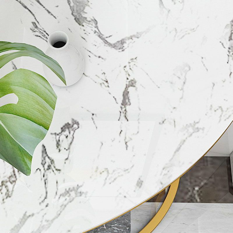 Glam Marble Console Table Half Moon Stain Resistant Accent Table for Hall