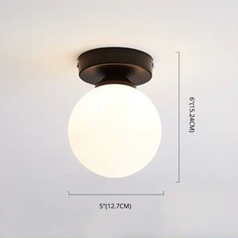 Foyer-inbouwverlichting met één lamp Minimalistische plafondlamp met bolvormige glazen kap