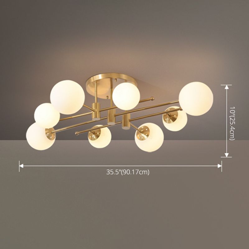 Glass Bubble Semi Mount Lighting Minimalist Style Semi Flush Ceiling Light in Gold