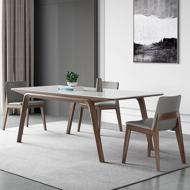 Modern Stone Rectangle Dining Table 4 Legs Table for Kitchen
