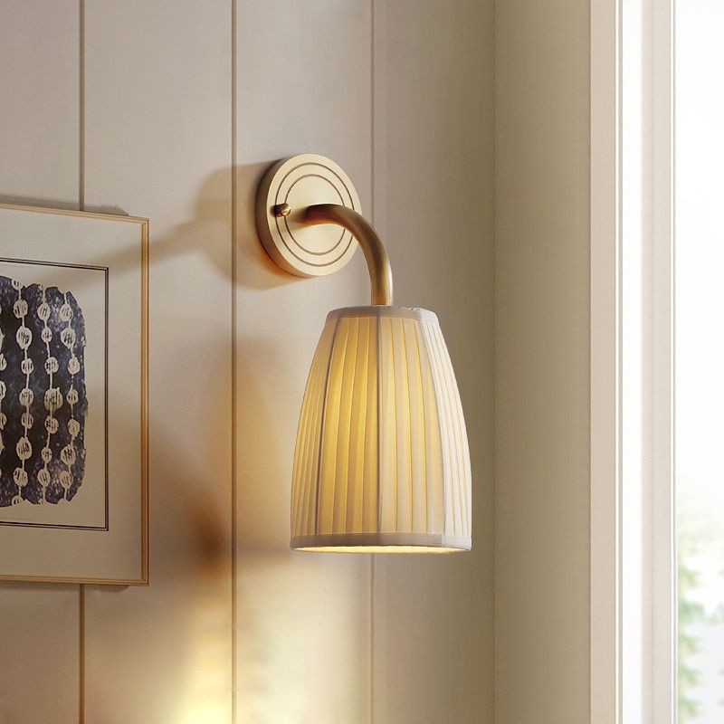 Fabric Shade Wall Mounted Light Fixture 1-Light Modernism Wall Mounted Sconce
