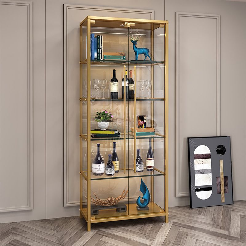 Glam Curio Cabinet Glass Doors Display Cabinet with Door for Living Room