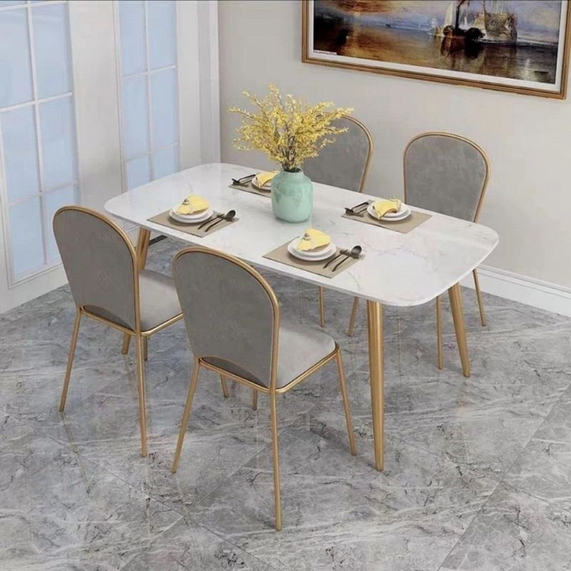 Luxury Dinner Room Dining Table Kitchen Stone 4 Legs Dining Table