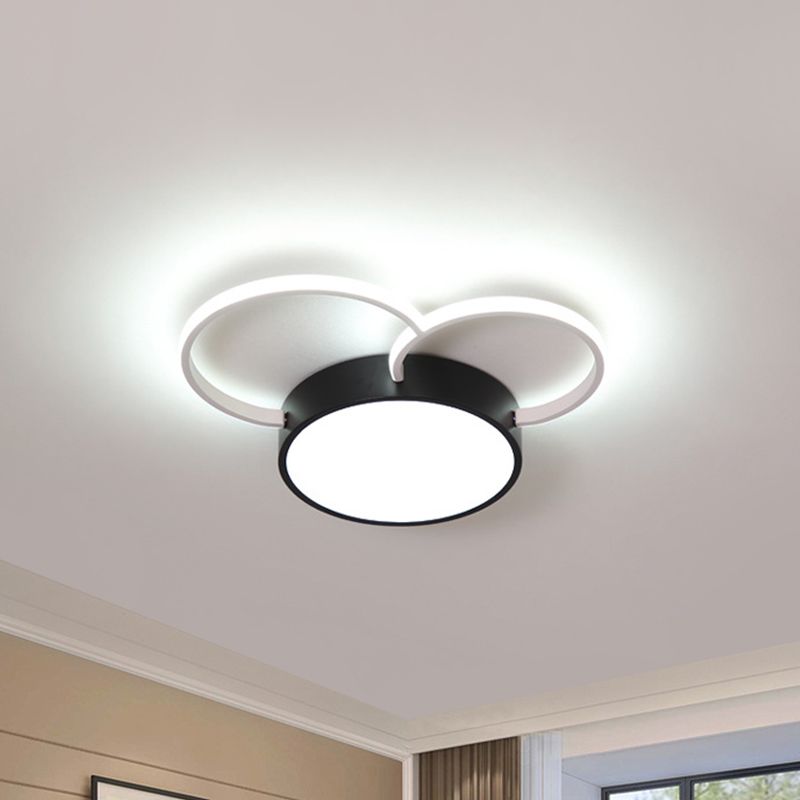 Round vicino all'illuminazione del soffitto modernismo in metallo camera da letto a LED lampada montato in bianco in bianco, 16 "/19.5" /23,5 "