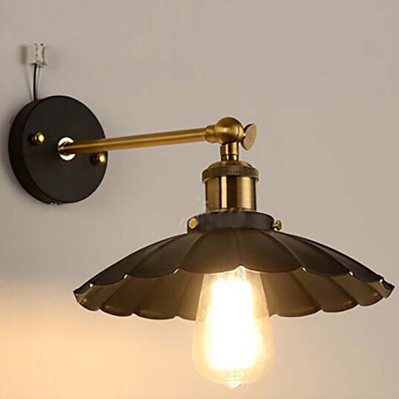 Metal Geometric Shape Wall Lights Industrial 1-Light Wall Light Sconce in Black