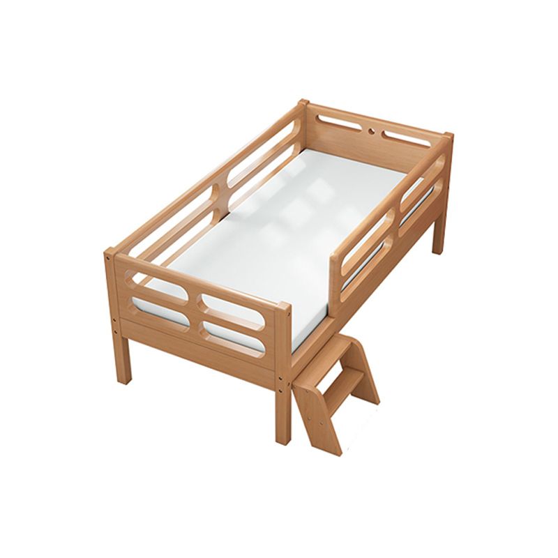 Natural Contemporary Solid Wood Nursery Bed with Guardrail for Bedroom