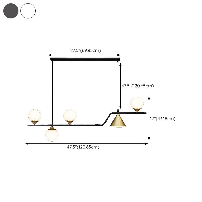 Contemporary Globe Glass Hanging Pendant Lights in Black and Gold for Dining Room