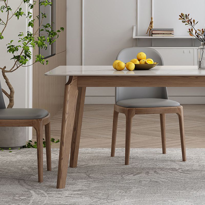 Mesa de comedor de piedra sinterizada industrial Mesa de comedor de cocina rectangular con 4 patas base