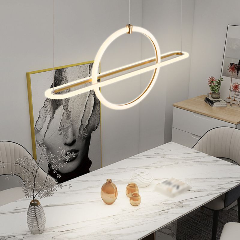 Moderno lampadario a pendente geometrica dell'isola illuminazione metallo 5 isola luminosa in oro