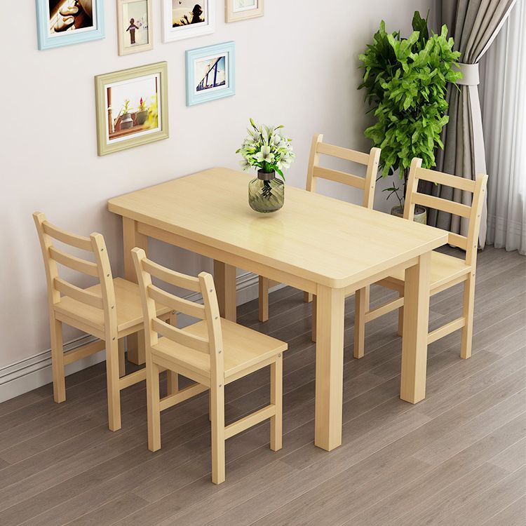 Contemporary Solid Wood Rectangular Dining Table with 4 Legs