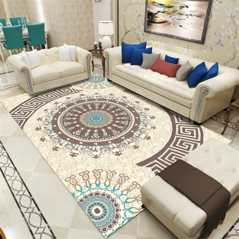 Modern Botanical Rug Multi-Color Polypropylene Area Carpet Stain Resistant Anti-Slip Pet Friendly Rug for Room