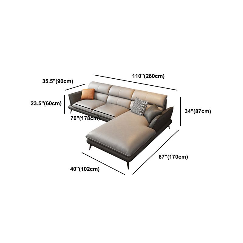 Nordic Sewn Pillow Back Sofa Faux Leather Sloped Arm Sofa for Living Room