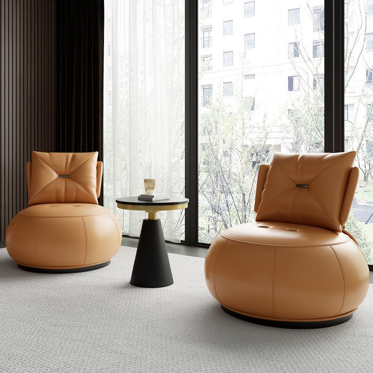 Solid Color Lounge Chair Living Room Round Base Side Fixed Back Chair