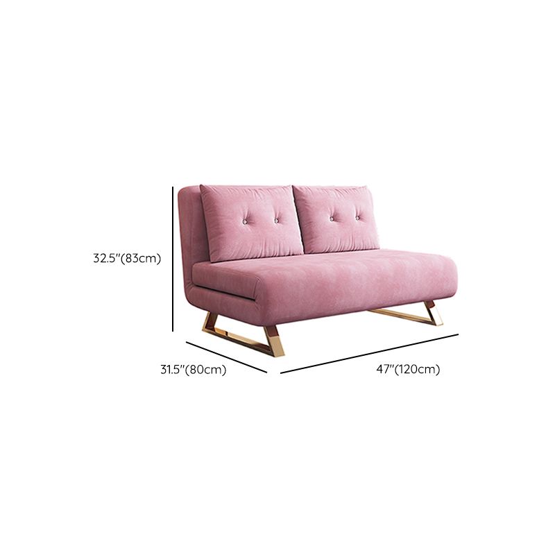 Glam Foldable Futon Frame with Velvet 31.5" Wide Futon Sofa Bed in Pink