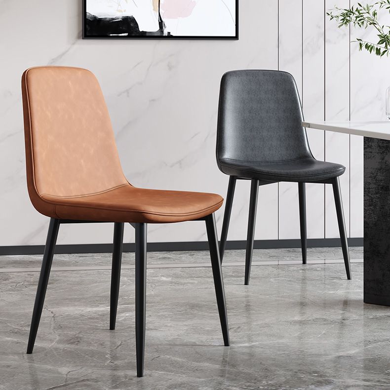 Modern Metal Indoor-Outdoor Chair Dining Room Solid Back Armless Single Chair