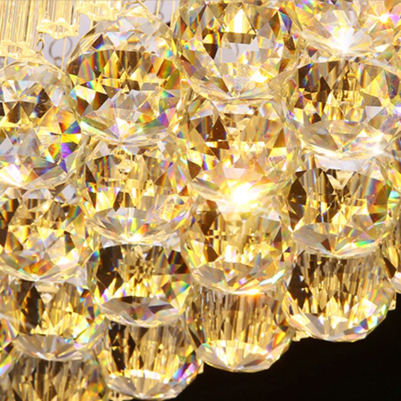 Rectangular Dining Room Island Lighting Luxury Crystal Modern LED Hanging Light in Silver