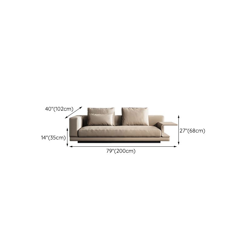 Contemporary Genuine Leather Settee Sewn Pillow Back Seating