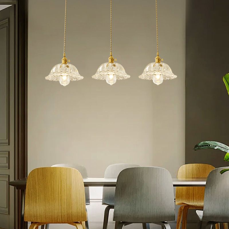 Pendre en verre en cuivre Fleur Fleur Pendre moderne pour salle à manger