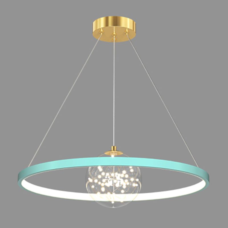 Lustres de forme ronde contemporains lumières en métal 2 lustres d'éclairage clair léger