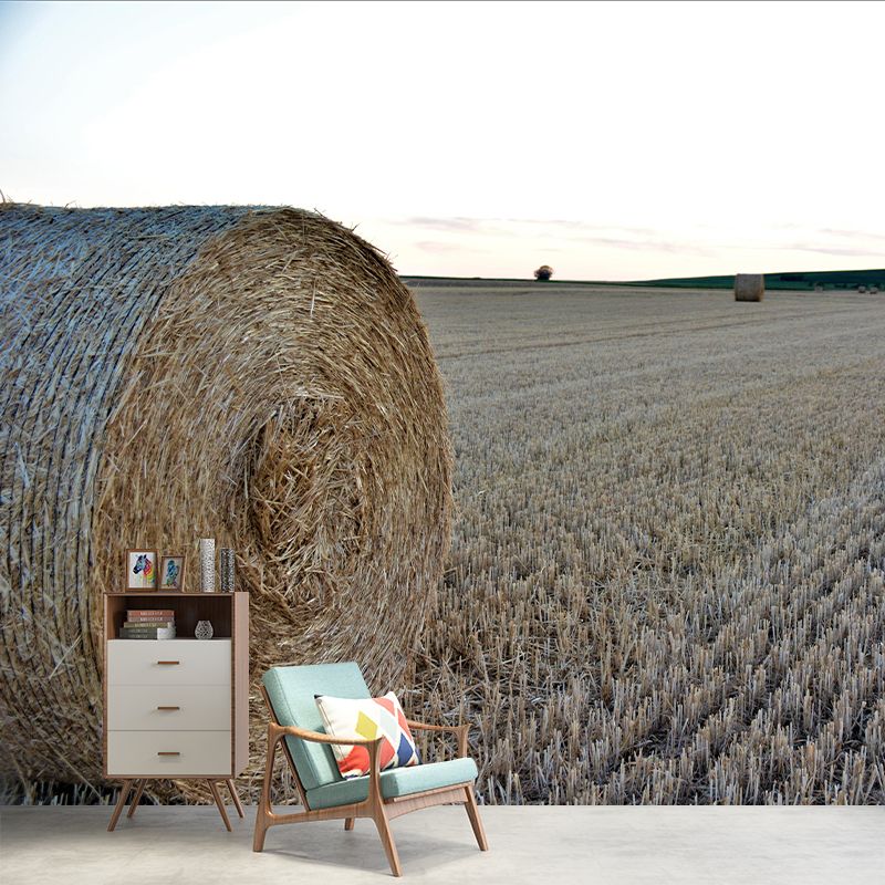 Customized Straw Bales Mural Environment Friendly Wallpaper for Fireplace