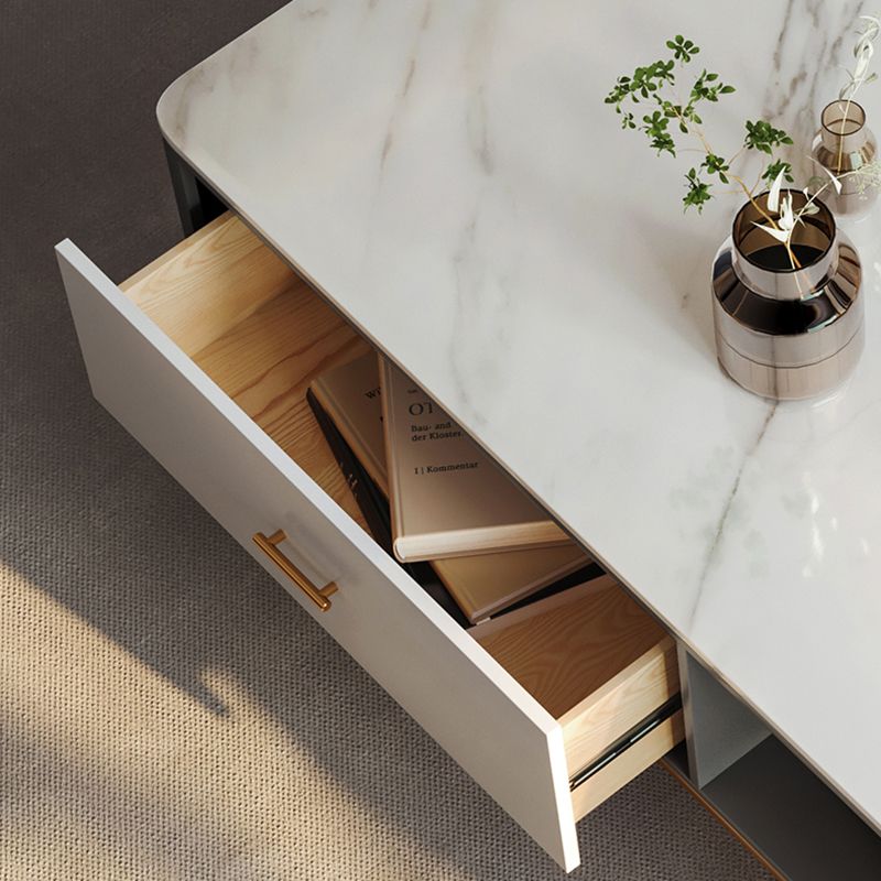 Glam 4 Legs Coffee Table Slate Rectangular Coffee Table Set for Home