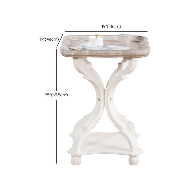 Distressed Wood Side Table French Country Style 25" Tall Side Table