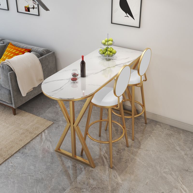 Glam 1/2/3/5 Pieces Sintered Stone Bar Table Set Fixed Table Counter Set for Dining Room