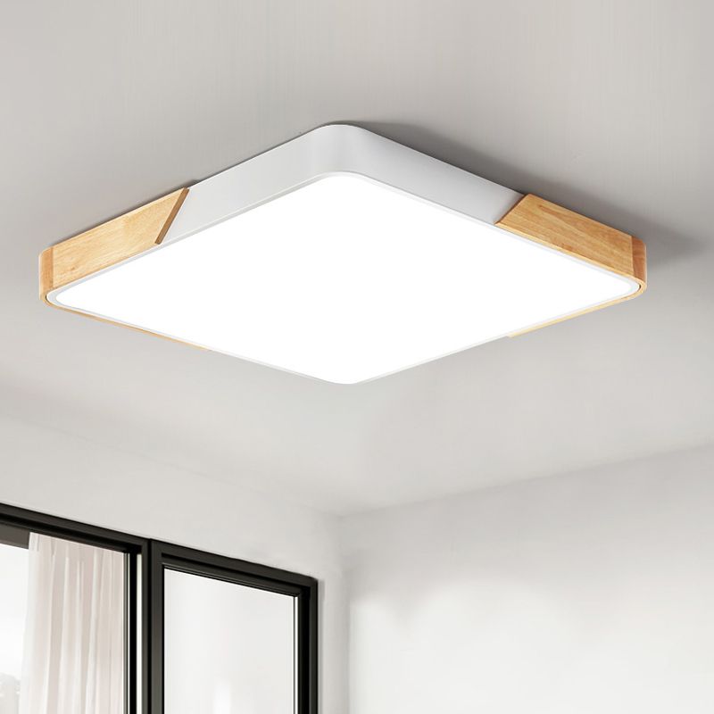 Cuadrado de empalme/Rectángulo Led de Color Rojo nórdico de madera acrílica-Luz de montaje de techo blanco en luz cálida/blanca