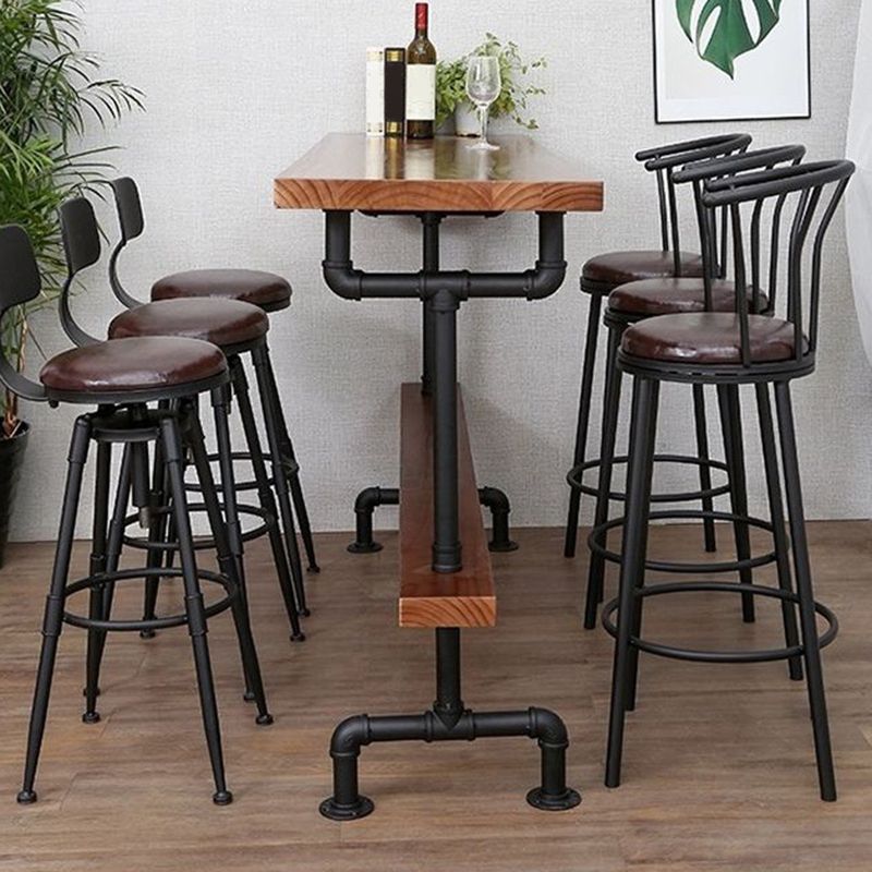 Industrial Solid Wood Bar Table Rectangle Bistro Dining Table