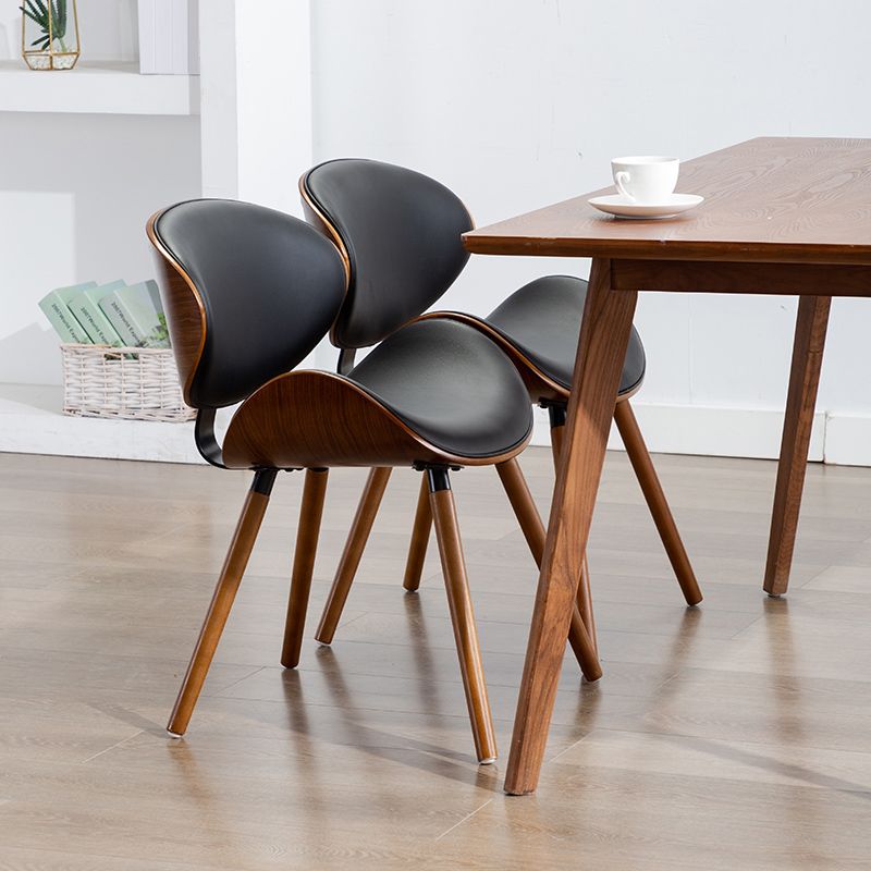 Contemporary Style Leather Dining Chair Open Back Dining Side Chair for Kitchen