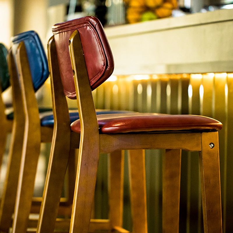 Scandinavia Style Bar-stool Wooden Legs Square Seat for Kitchen Bar