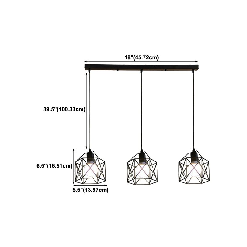 Geometric Shape Metal Island Pendant Industrial Style Island Lighting for Hallway